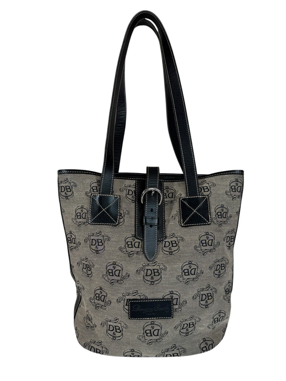 Vintage Dooney & Bourke DB Monogram Canvas Leather Tote Bag